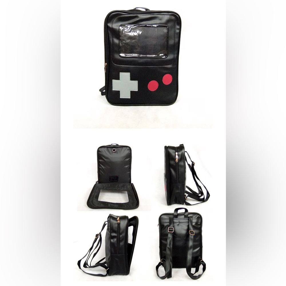 Stami Studios Game Boy Style Ita Pin Windowed Backpack Black/Grey/Red